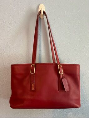 Vintage 2002 Coach Legacy Tote Bag 9813 Red Leather Shoulder Bag Y2K Shopper